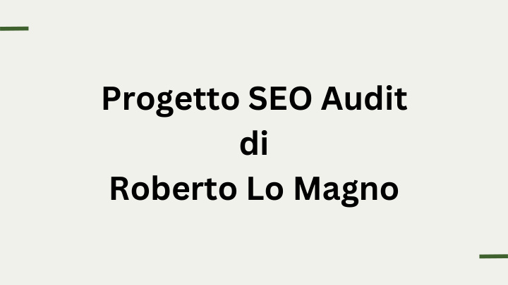 Copertina del progetto SEO Audit