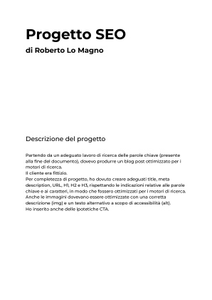 Copertina del progetto SEO